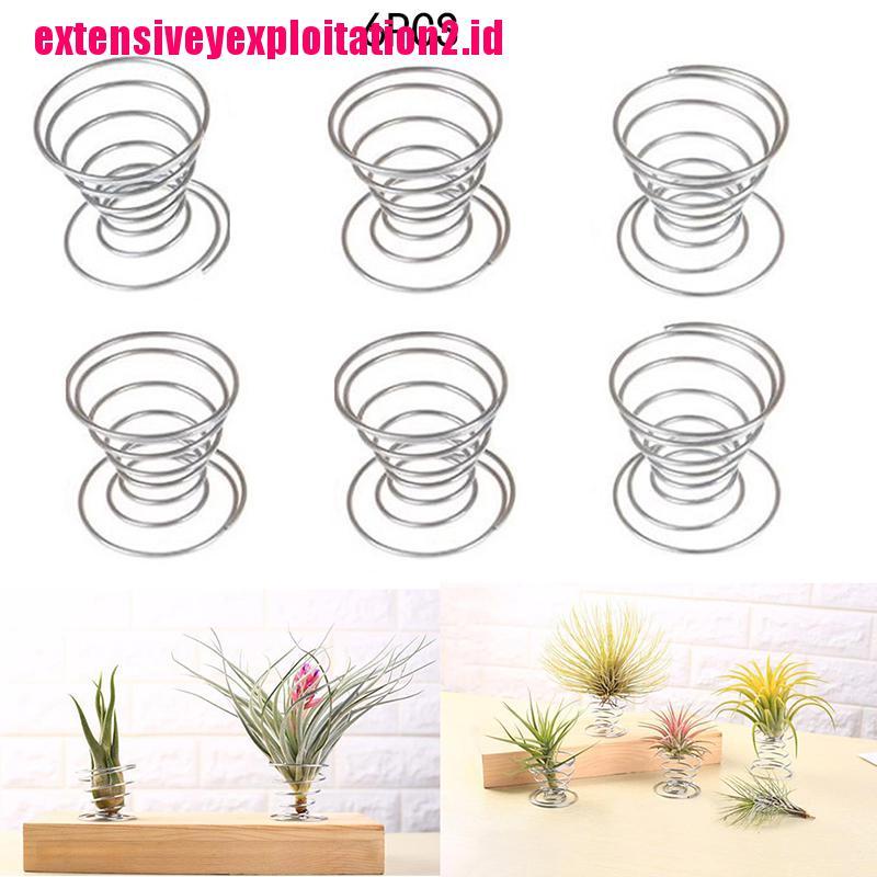 &lt; E2id &amp; &gt; 6pcs Stand Holder Pot Bunga / Tanaman Bahan Stainless Steel