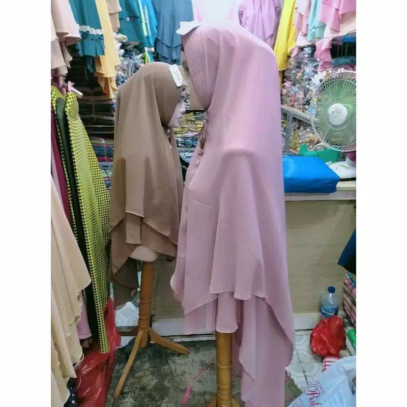 [ BISA COD] HIJAB CERUTY BABYDOLL 2 LAYER SIZE XL, KHIMAR CERUTY BABYDOLL 2 LAYER SIZE XL BISA BUAT SERAGAMAN BY ELHASNA