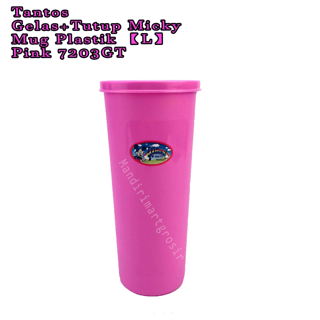 Gelas+Tutup Micky *Tantos * Mug Plastik (L) * Warna Pink 7203GT