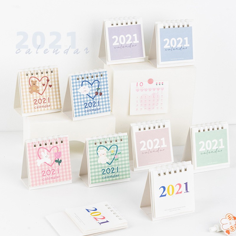 2021 Mini Desk Calendar Cute Korean Style Schedule Plan Memo Creative Stationary