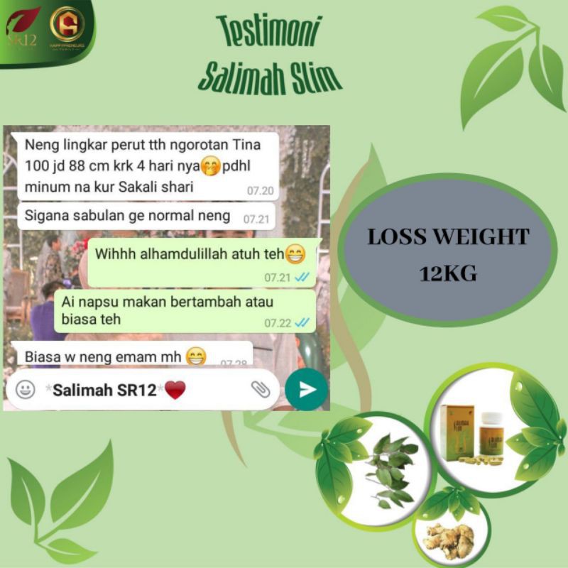 Obat Diet Herbal Paling Ampuh ! Salimah Slim SR12 / Penurun Berat Badan BPOM / Pembakar Lemak Perut Buncit Dalam 1 Minggu / Kapsul Pelangsing Pelakor / Membantu Mengurangi Kolestrol