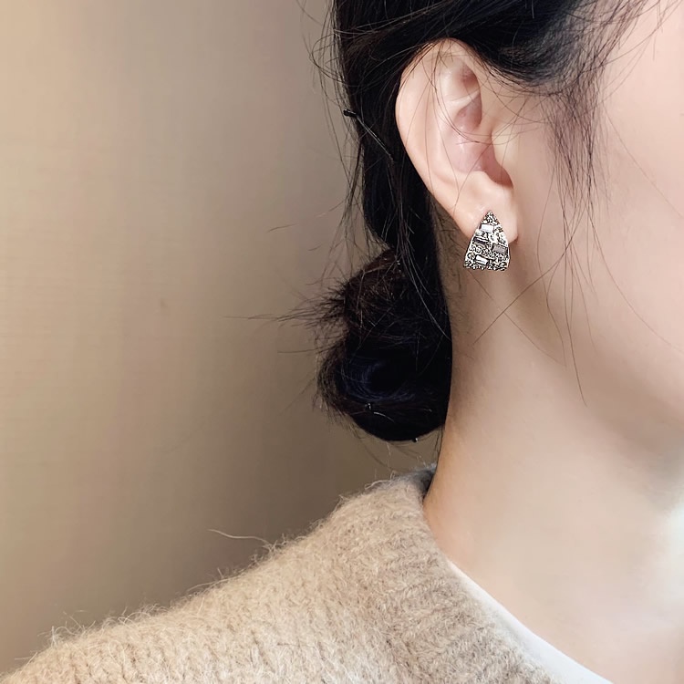 Anting Stud 925 Silver Needle Bentuk Water Drop Gaya Retro Korea