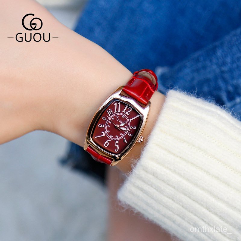 Guou Watch Fashion Wanita Berjaga-jaga Kuarsa Watch Retro Persegi Panjang Kecil Wanita Berjaga-j