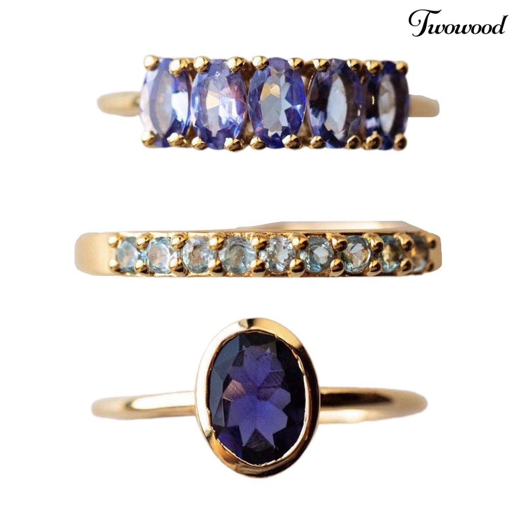 3pcs Cincin Bentuk Mata Kucing Bahan Alloy Untuk Wanita