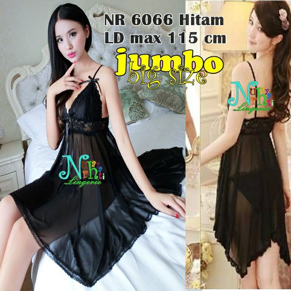 Barang Berkualitas   Baju Tidur Tembus Pandang NR 6066 Hitam   Murah