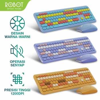 Robot KM3300 Colorful Wireless Mouse &amp; Keyboard Combo Silent Click