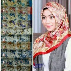 hijab segi empat satin lamiz motif abstrak jilbab satin motif kerudung satin motif