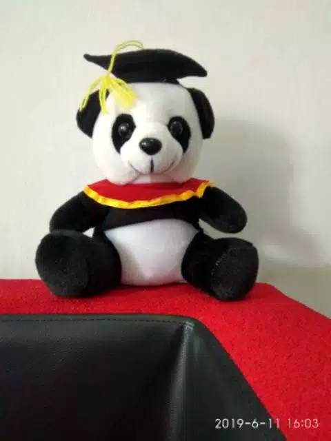 Boneka panda wisuda