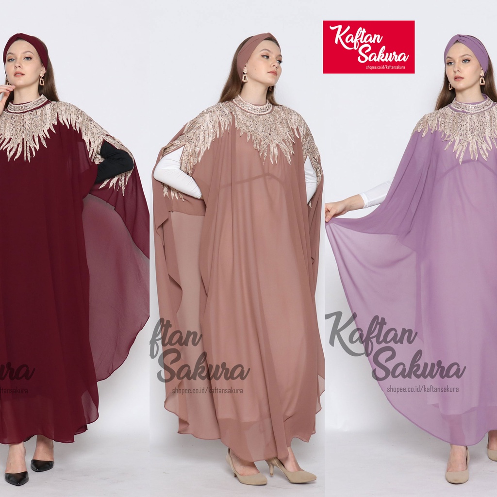 Kaftan Wanita Muslim All Size Jumbo Model Bordir Akar payet untuk lebaran pesta kondangan terbaru mewah kekinian GRATIS CIPUT GRATIS INNER MANSET