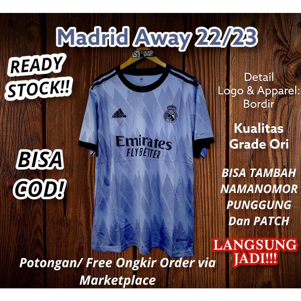JERSEY MADRID AWAY 2022 2023 GRADE ORI