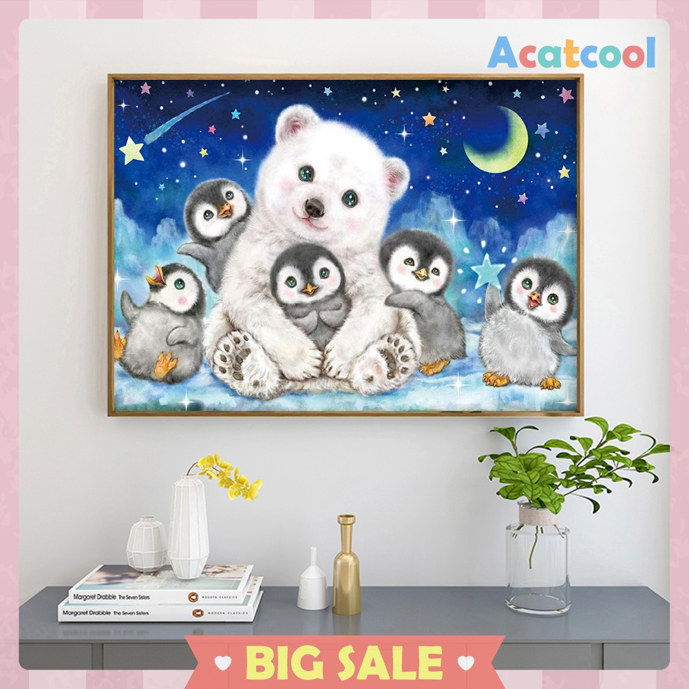 Diamond Painting Bear Little Penguin 5D Full Round Resin Rhinestone Picture