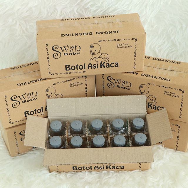 Swan Baby Botol ASI Kaca Isi 10 botol Ukuran 100ml Food Grade Tempat Penyimpanan Asi Botol Susu Asip