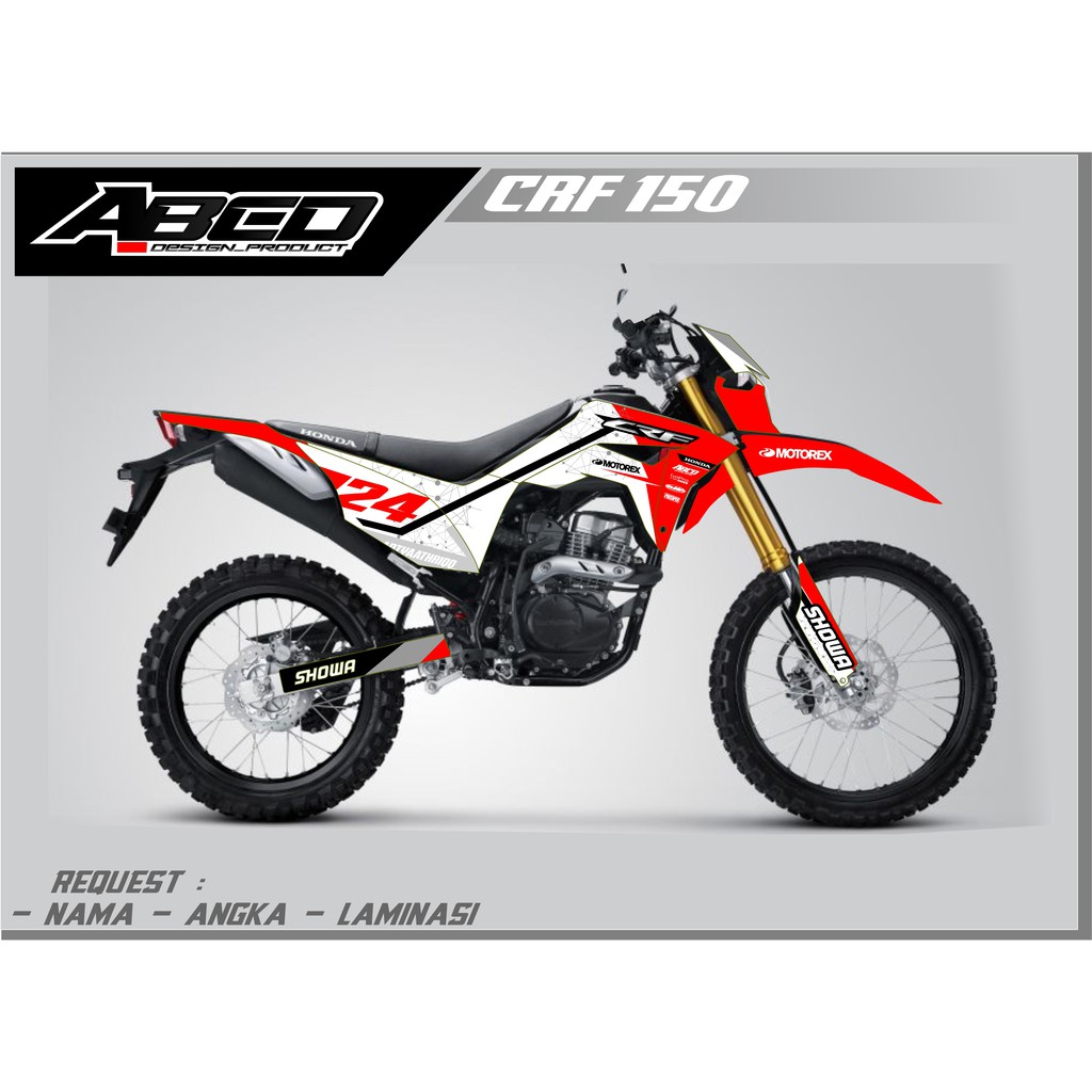 DECAL SUPERMOTO CRF 150 SIMPLE,  DECAL KIT, SUPERGLOSSY, GLITER,DOFF BISA COD  DECAL CRF, TRAIL CRF.