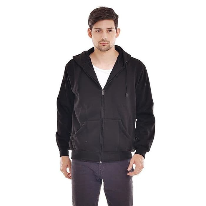 sweater Jaketpria Jaketpolos Jakethoodie jaketbomber YH7HW1 "Jaket Pria Hoodie Zipper Hitam - Black