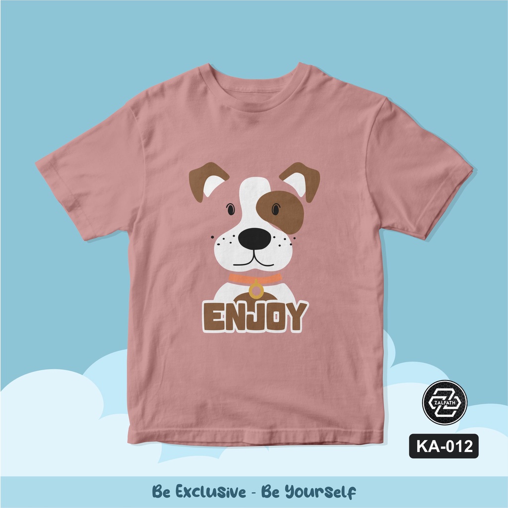 Kaos Anak ANJING LUCU Distro Bandung Laki Laki Perempuan Umur 2-11 Tahun Exlusive - Warna Dusty - KA