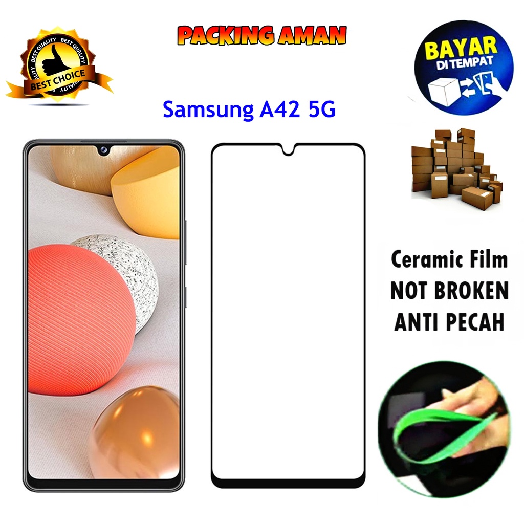 Tempered Glass Samsung Galaxy A42 5G FULL COVER FULL SCREEN Ceramic Film Anti Gores