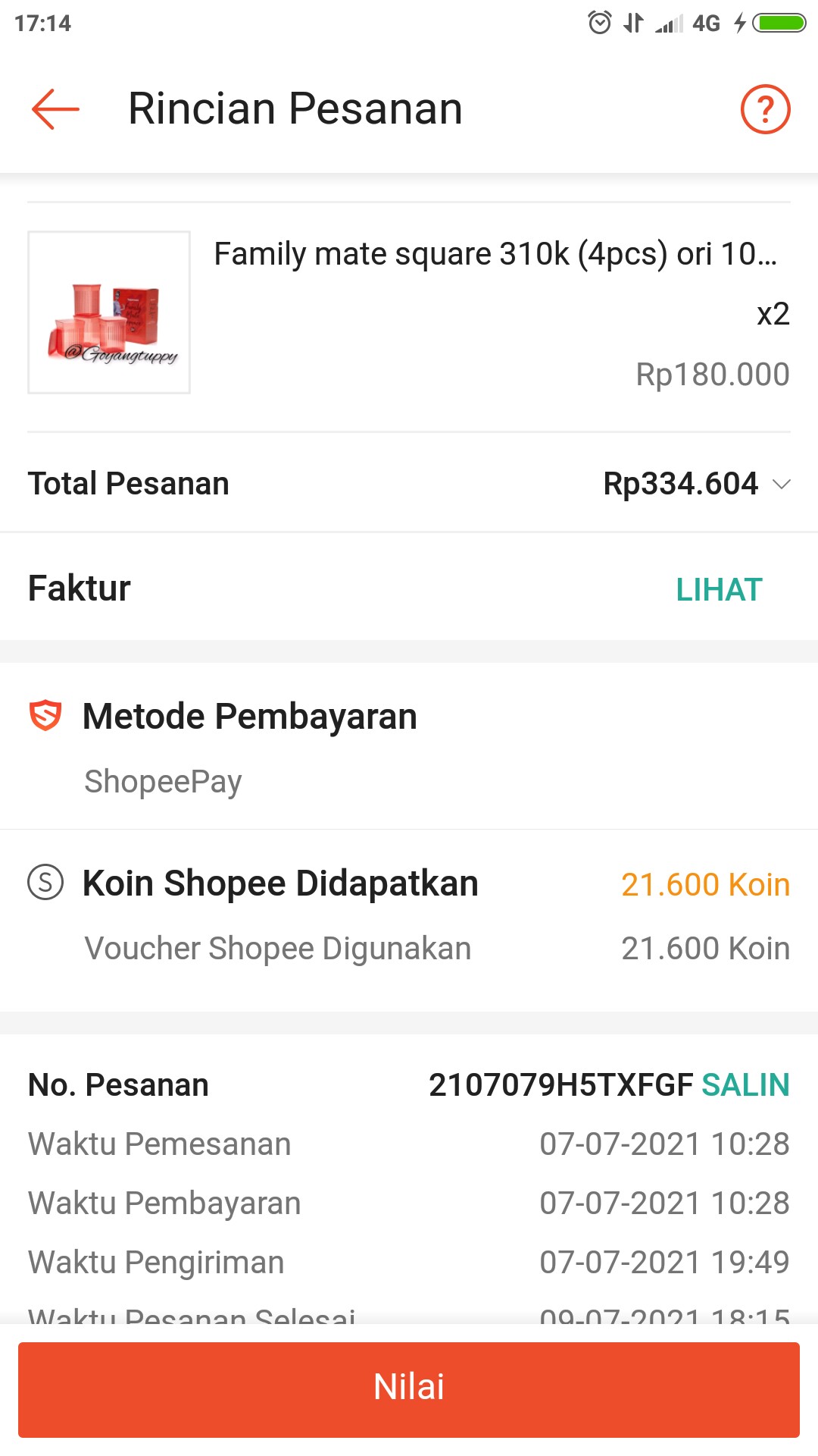 Family Mate Square 310k (4pcs) Ori 100%