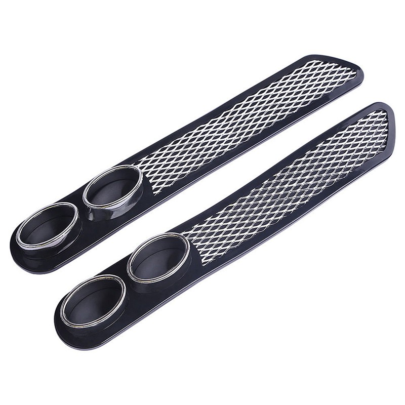 2Pcs Auto Car Grid Simulation Vent Double Tube Exhaust Pipe ABS Exterior BLK Set