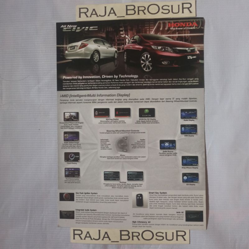 Poster brosur flyer Honda all new Civic 2012