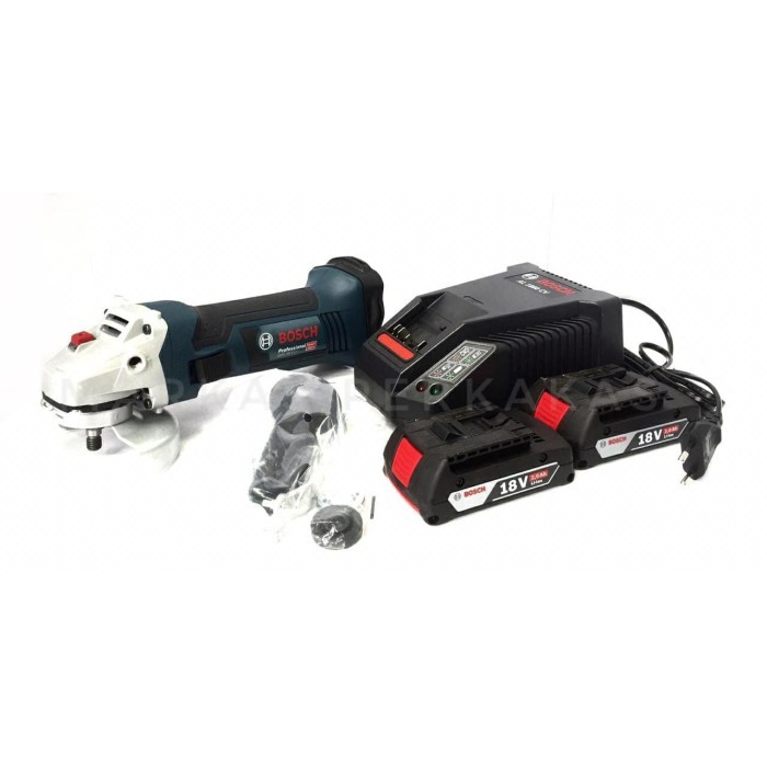 BOSCH Cordless Angle Grinder 4" - Mesin Gerinda Baterai 4" Set Lengkap