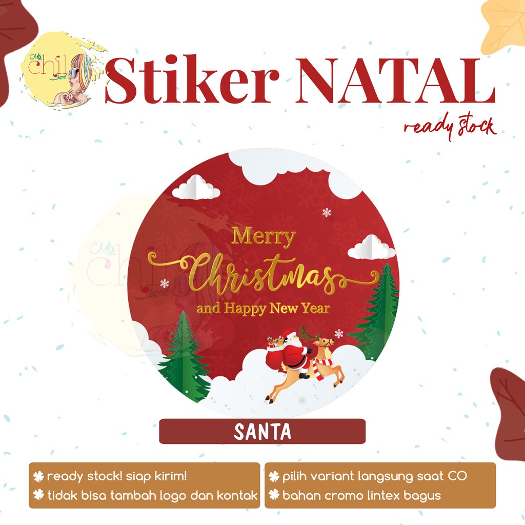 

(READY) D 5 CM Stiker Natal / Lebaran / Imlek Souvenir. Hiasan. Kertas Tempel Karakter READY STOCK