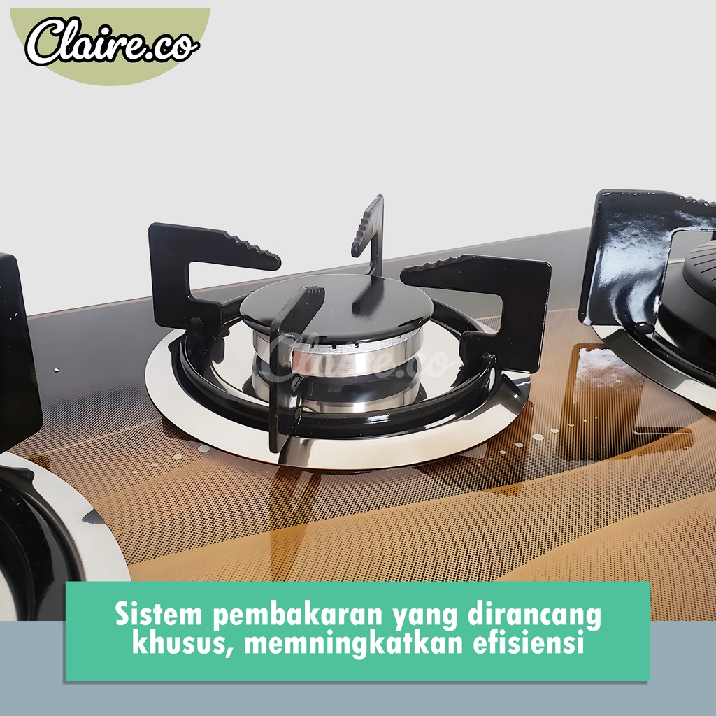 Kompor Gas Kaca 3 Tungku / Kompor Tanam Kaca KTOM3TK