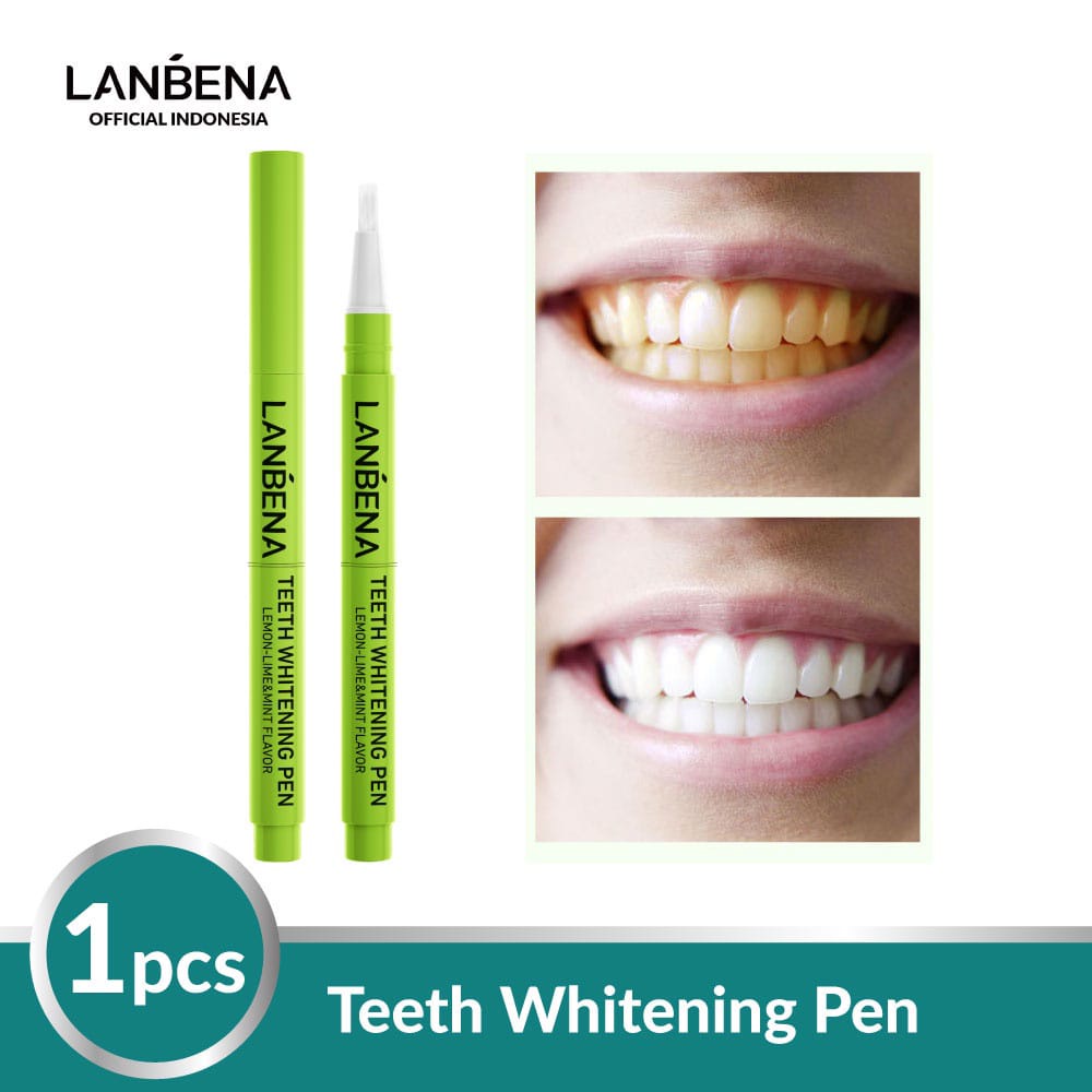 [BPOM] Lanbena Teeth Whitening Powder Lemon-Lime &amp; Mint Flavor 55gr / 30gr / Pen 3ml - Memutihkan Gigi