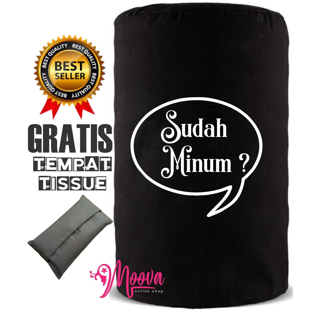 Cover Galon/Sarung Galon/Tutup Galon Motif Sudah Minum Gratis Tempat Tissue