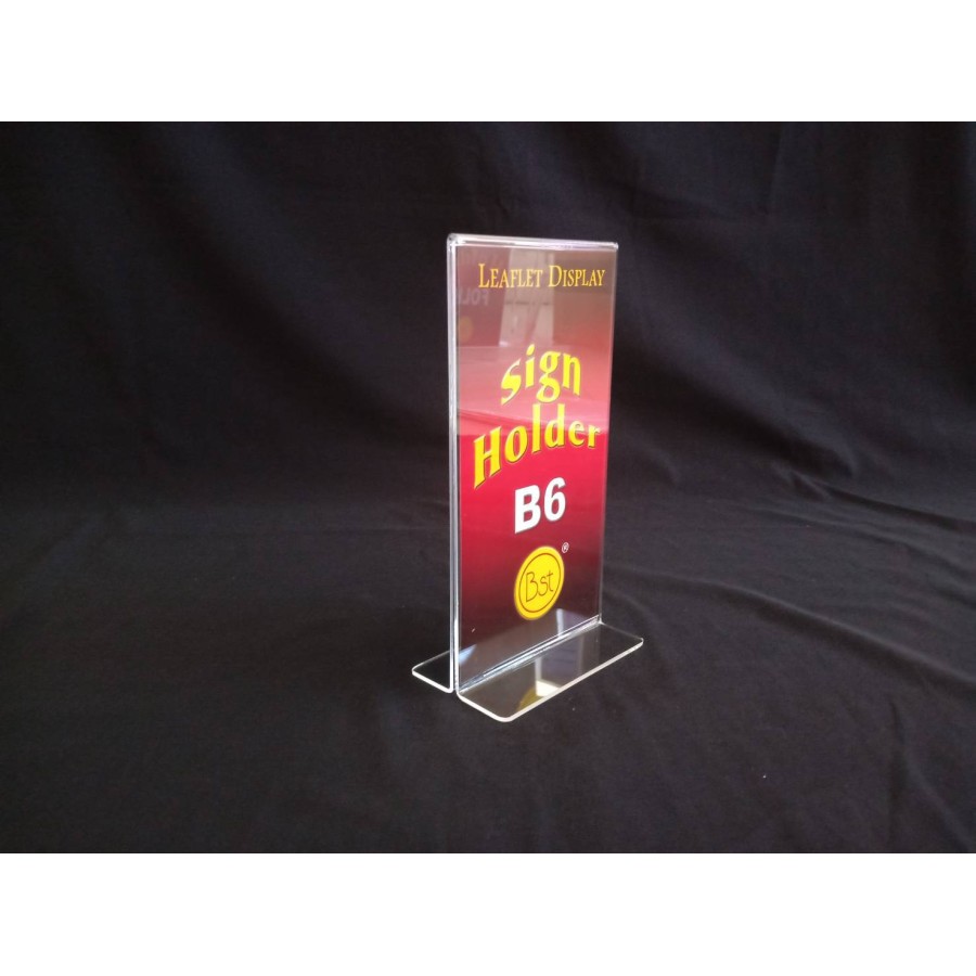 

Papan Label Akrilik Sign Holder Bentuk T Ukuran B6
