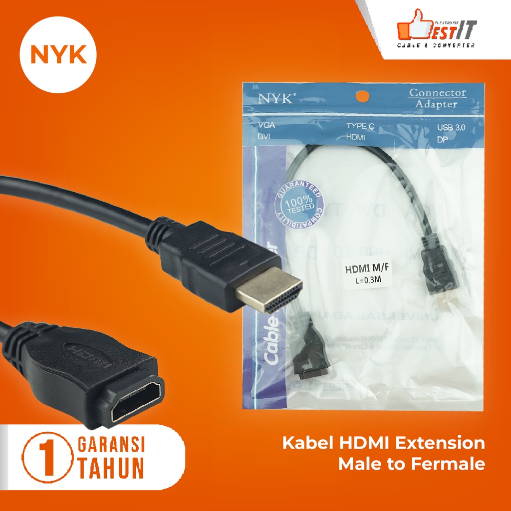 Kabel HDMI Extension Extender HDMI Perpanjang Male To Female 30cm NYK