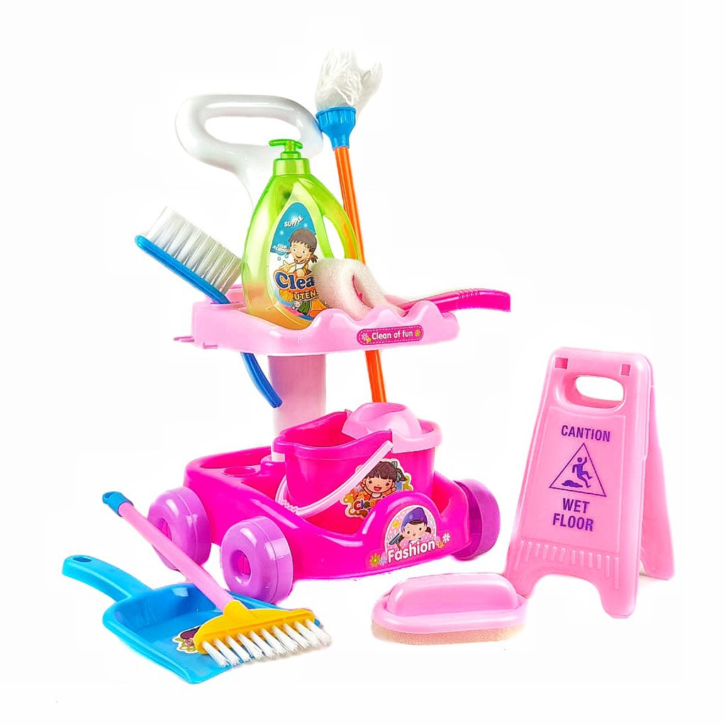 Edufuntoys - CLEANING CAR mainan little helper sapu dus/ mainan anak perempuan / bersih bersih troli-1