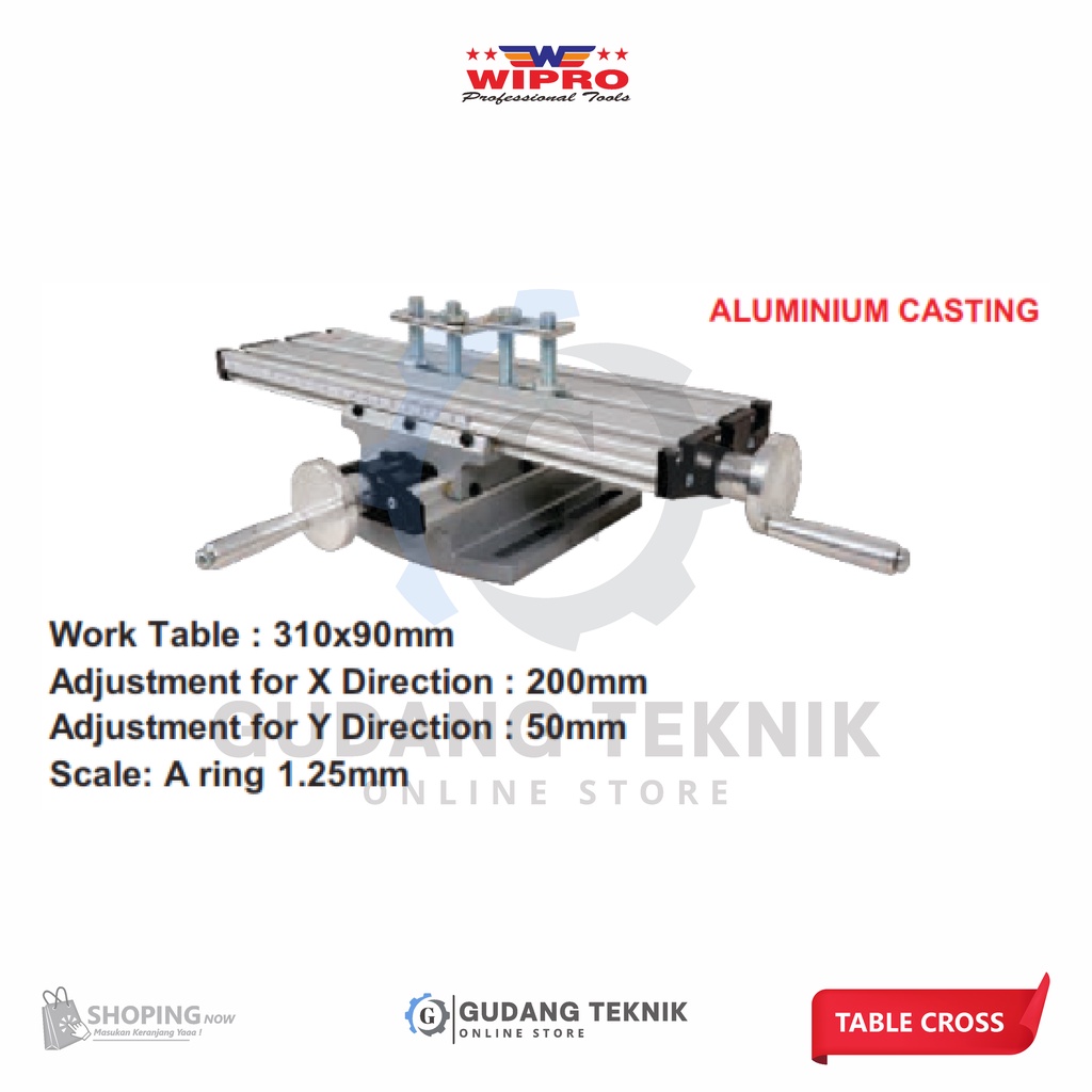 Table Cross Aluminium WIPRO TCR-63 / Ragum Meja Bubut Miling Aluminium Casting WIPRO TCR63 - Meja Dudukan Mesin Bubut Miling WIPRO TCR 63