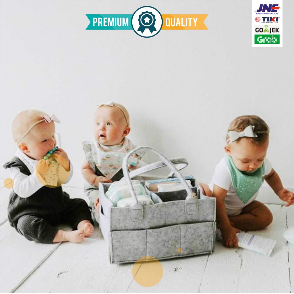 Caddy Bag Bayi Multipurpose Organizer Tote Bag Felt Diaper Bag Tas Bayi Multifungsi Portable - PUPA