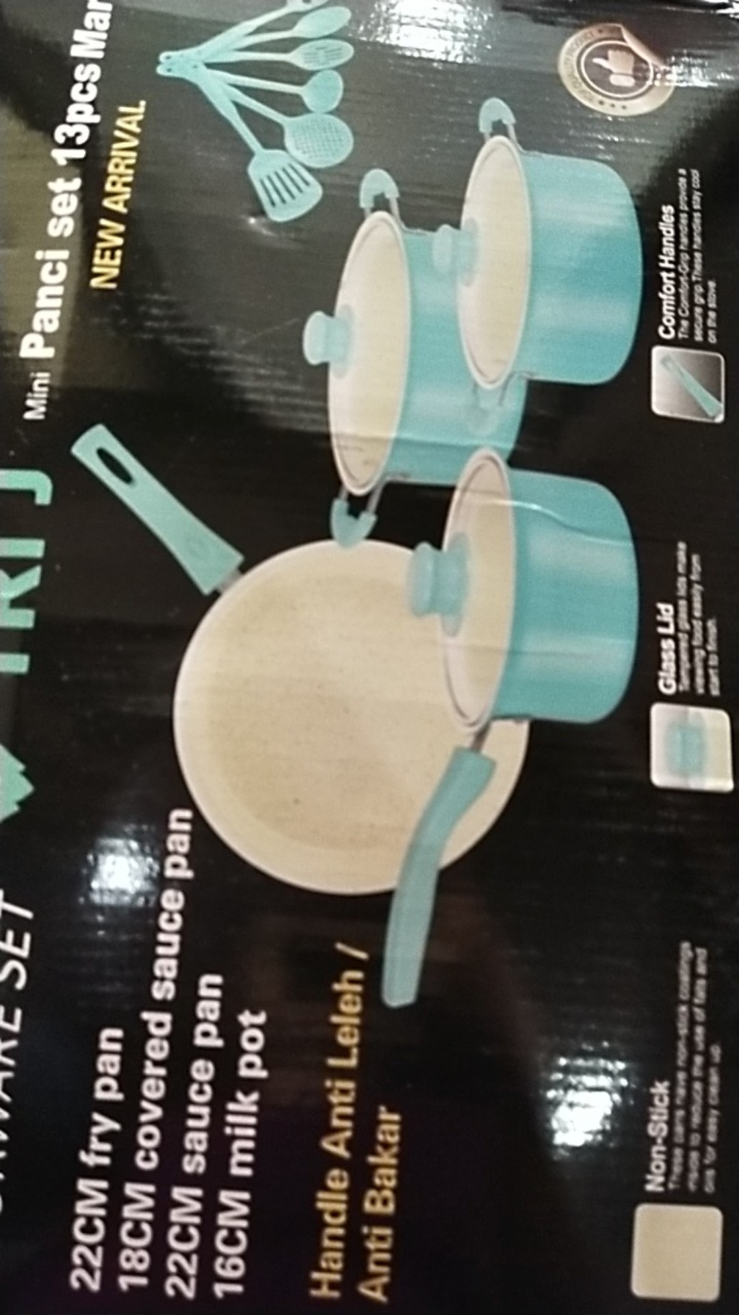 Free Bubble Wrap Panci Teflon Set 13pcs Tri J/ Panci Set Marble 13pcs