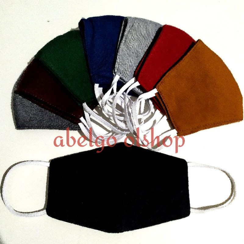 12pcs- masker kain anak 3ply polos warna usia 4-12th