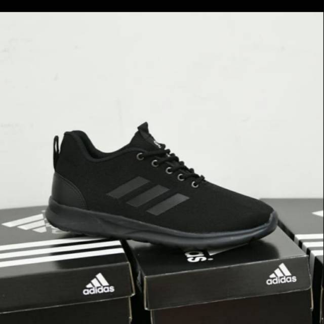 SEPATU SPORT ADIDAS CLOUDFLOAM full BLACK  Casual Olahraga Sekolah, FULL BLACK,38