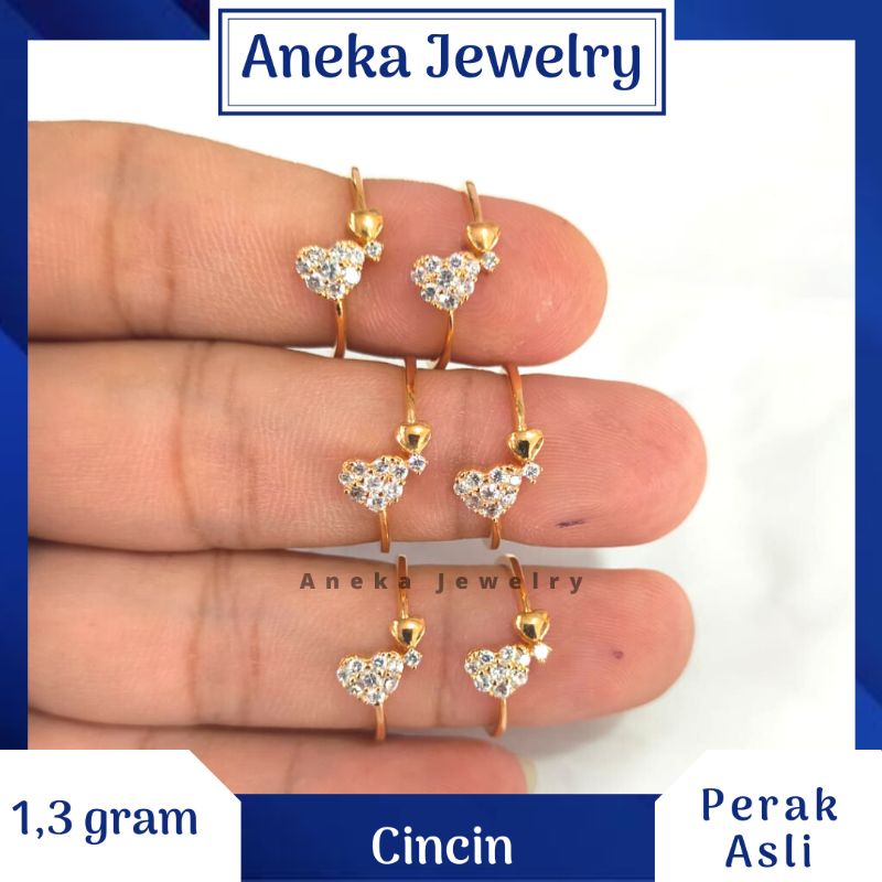 Cincin Love Cor Mata, Perak 925, Sepuh Emas Rosegold