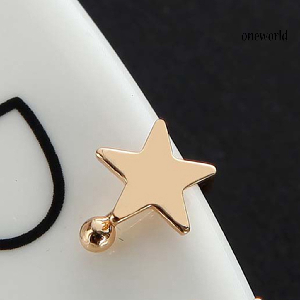 OW@ Earrings Exquisite Non Pierced Alloy Heart Star Triangle Moon Women Ear Cuff Clip for Party