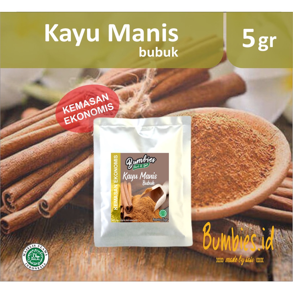 Kayu Manis Bubuk 5 gram bumbies kemasan ekonomis | Ground Cinnamon | Rempah Rempah | Bumbu Instan