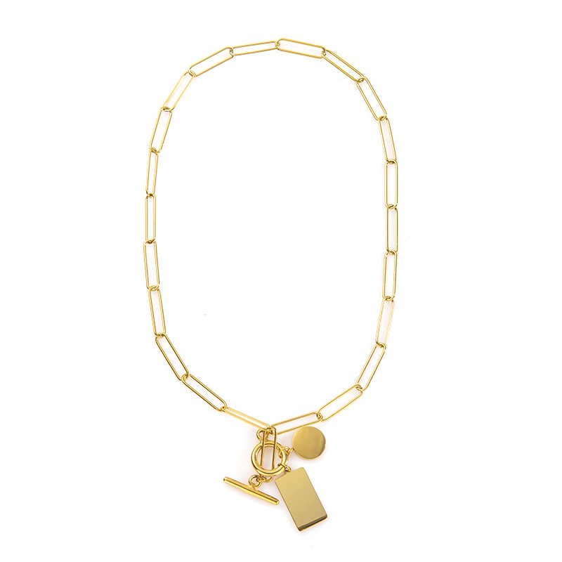 2021 Eropa dan Amerika baru pribadi baja titanium kalung square bulat stainless steel kalung tebal j