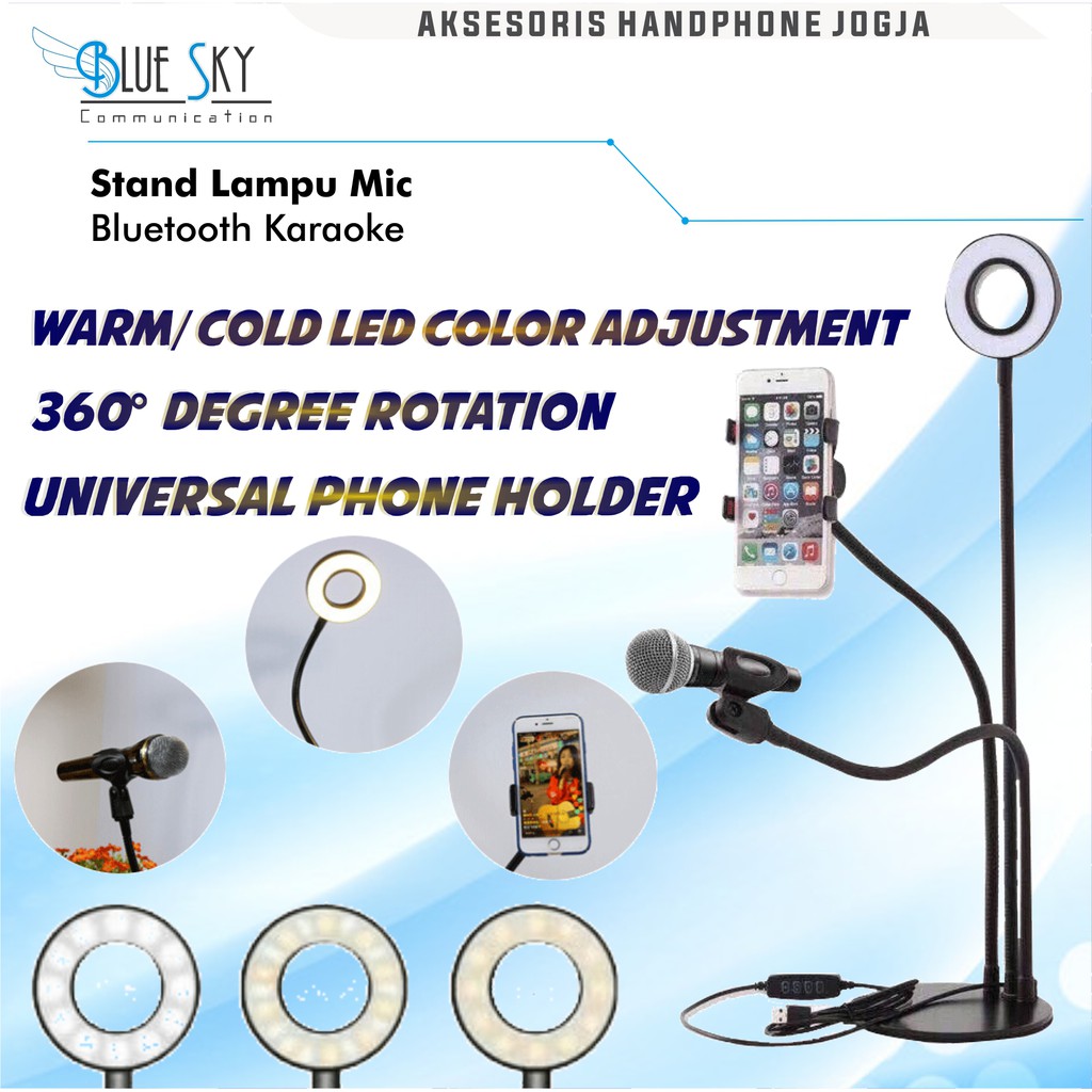 STAND LAMPU MIC BLUETOOTH KARAOKE