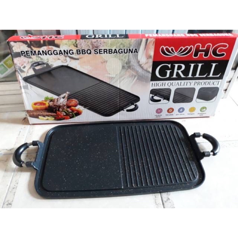 Multi Grill Pan HC / Grill Pan / Panggangan Teflon / Pangangan Baja Marble / Panggangan Serbaguna