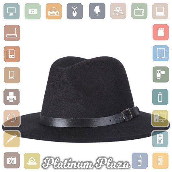 JIANGXIHUITIAN Topi Laken Jazz Vintage Fedora - FS-219 - Black`3A8VCS-