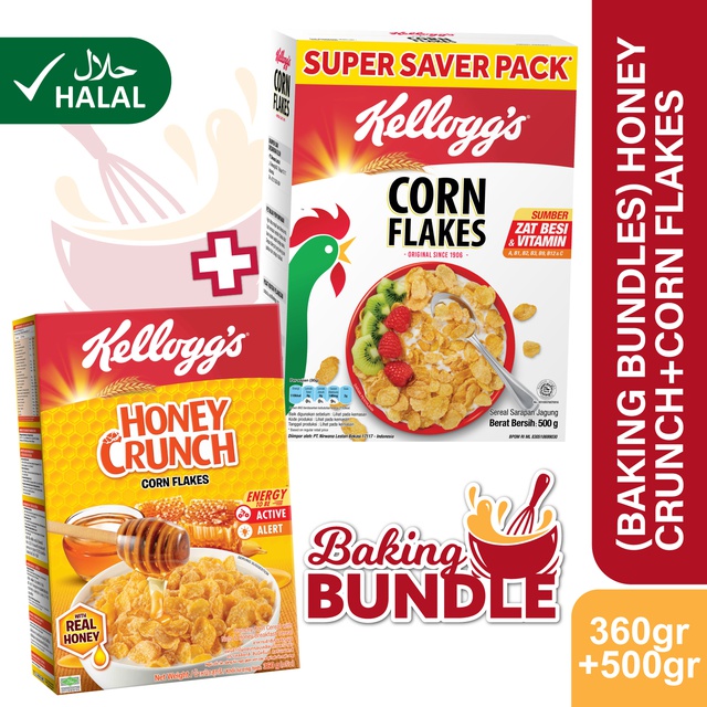 Kelloggs Sereal Corn Flakes 500 gr + Kelloggs Sereal Honey Crunch Corn Flakes 360 gr