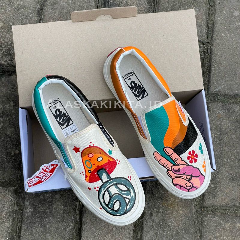 V4ns Slip On Moma Blue Tuna Kualitas Premium / Van5 Slip On Hippie Pria Wanita