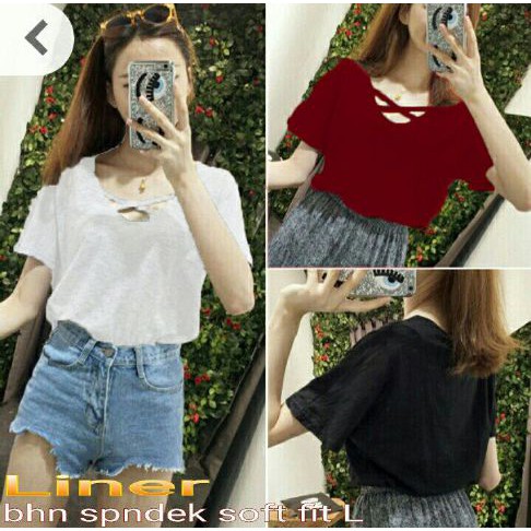 BLOUSE LINE NEW/ LINER KAOS WANITA BAHAN SPANDEX