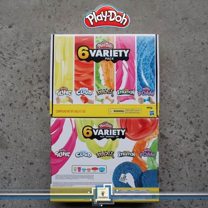 YC677 PlayDoh Variety 6 Pack - Slime Cloud Krackle Strecth Foam Play Doh