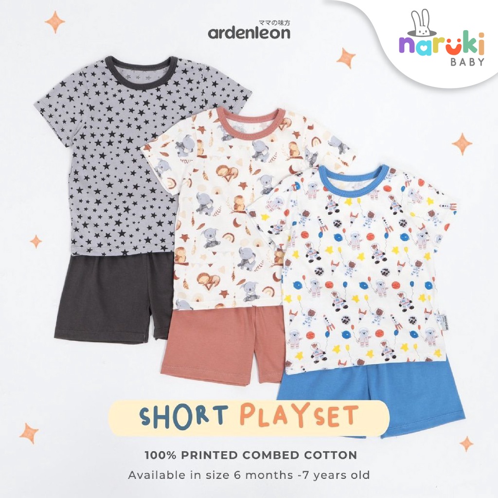 Ardenleon Short Playset Astronot Owl Star Arden Leon Baju Setelan Anak