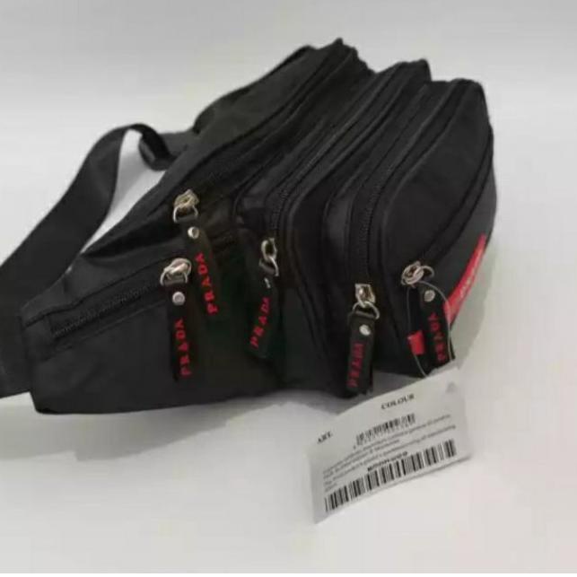 ☇ Tas pinggang prada pria dan wanita 7 Resleting ✰