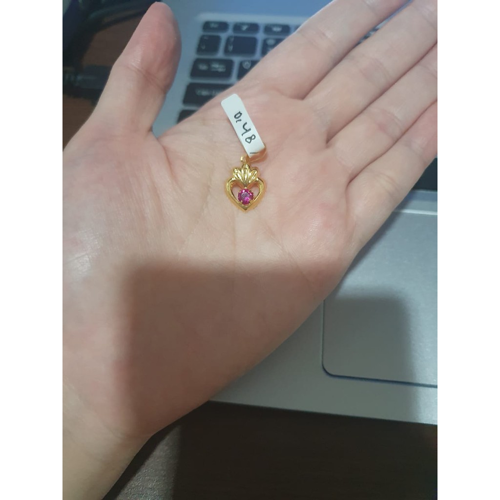 Liontin elegant model hati permata warna emas asli kadar 700